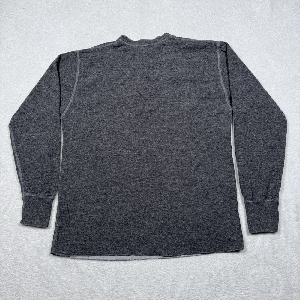 LL Bean Henley Shirt Men Large Gray Outer Layer River Driver Wool Blend Thermal - Picture 4 of 8